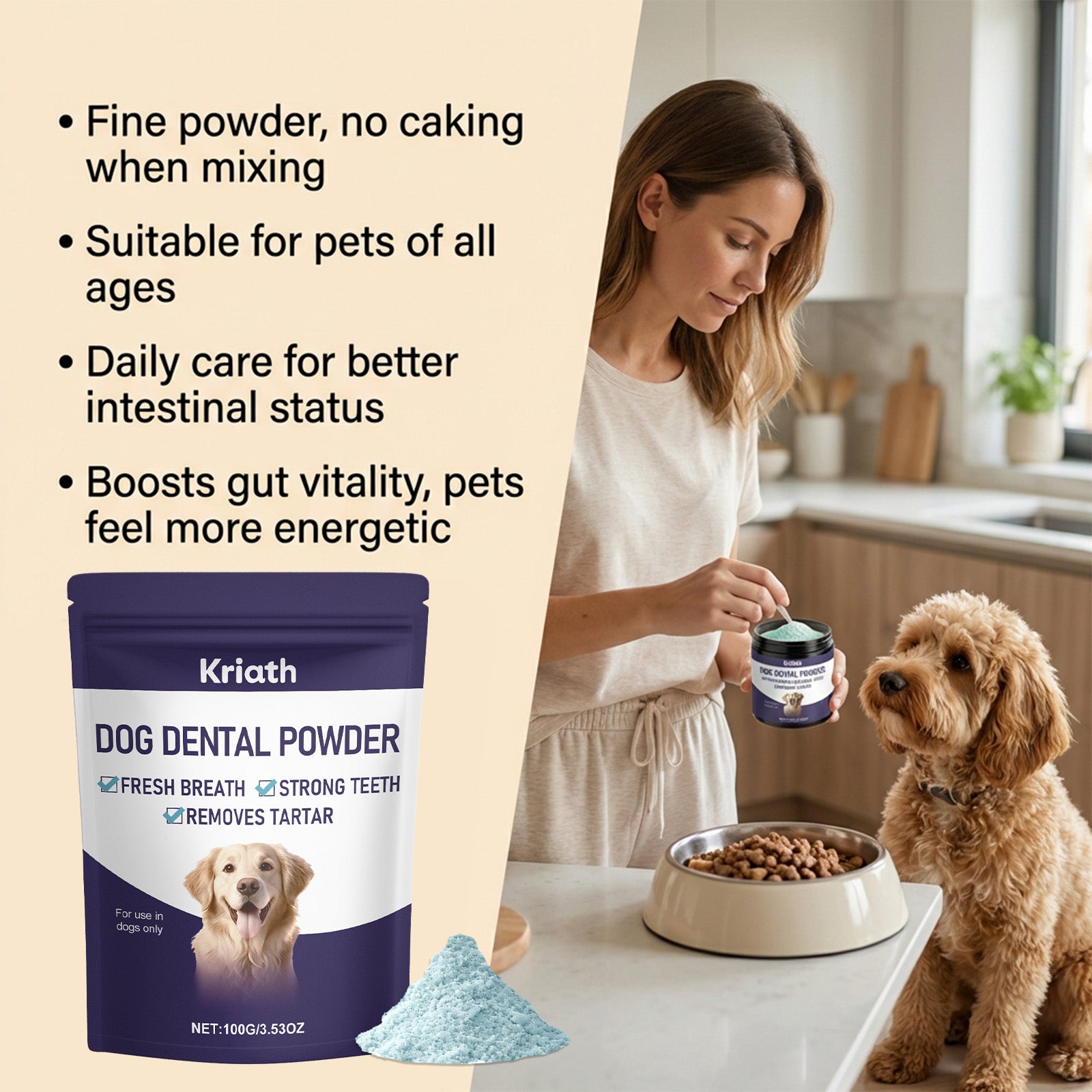 Poudre de fraicheur spécifique au chien