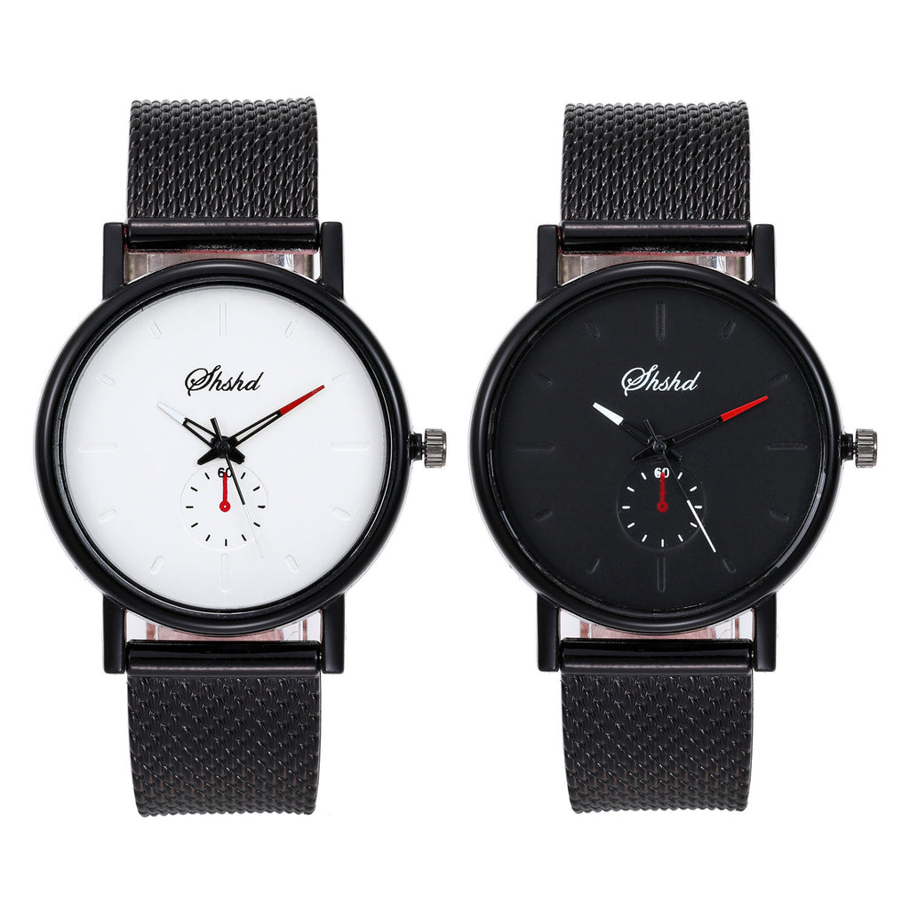 Mesh Ceinture en acier tissé Montre Quartz