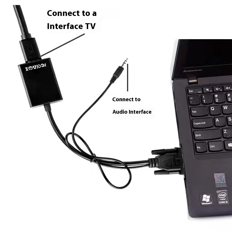 Moniteur de connexion de câble audio pour ordinateur portable noir