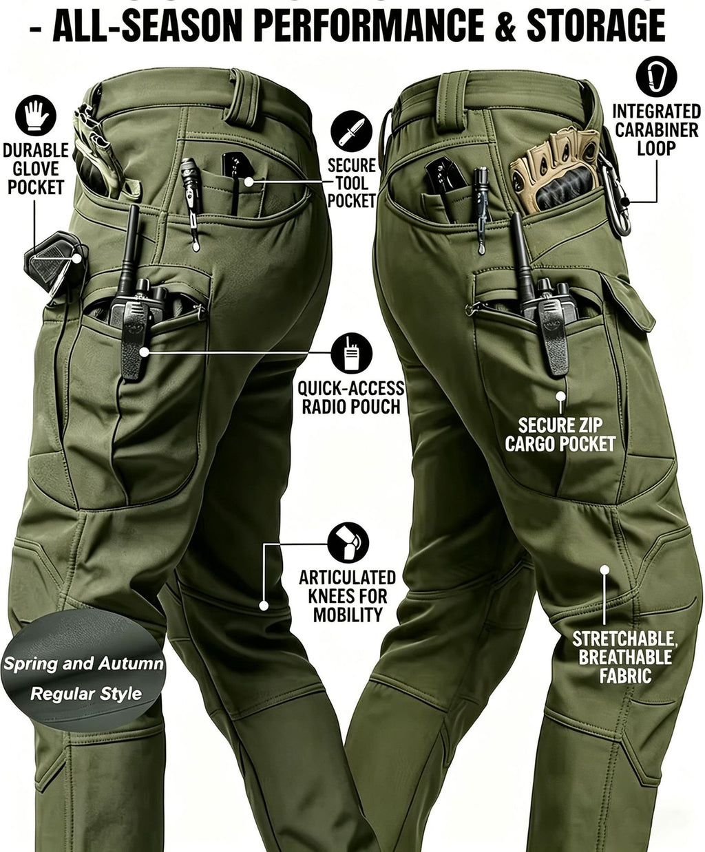 Pantalon de travail tactique résistant à l'usure extérieure pour hommes