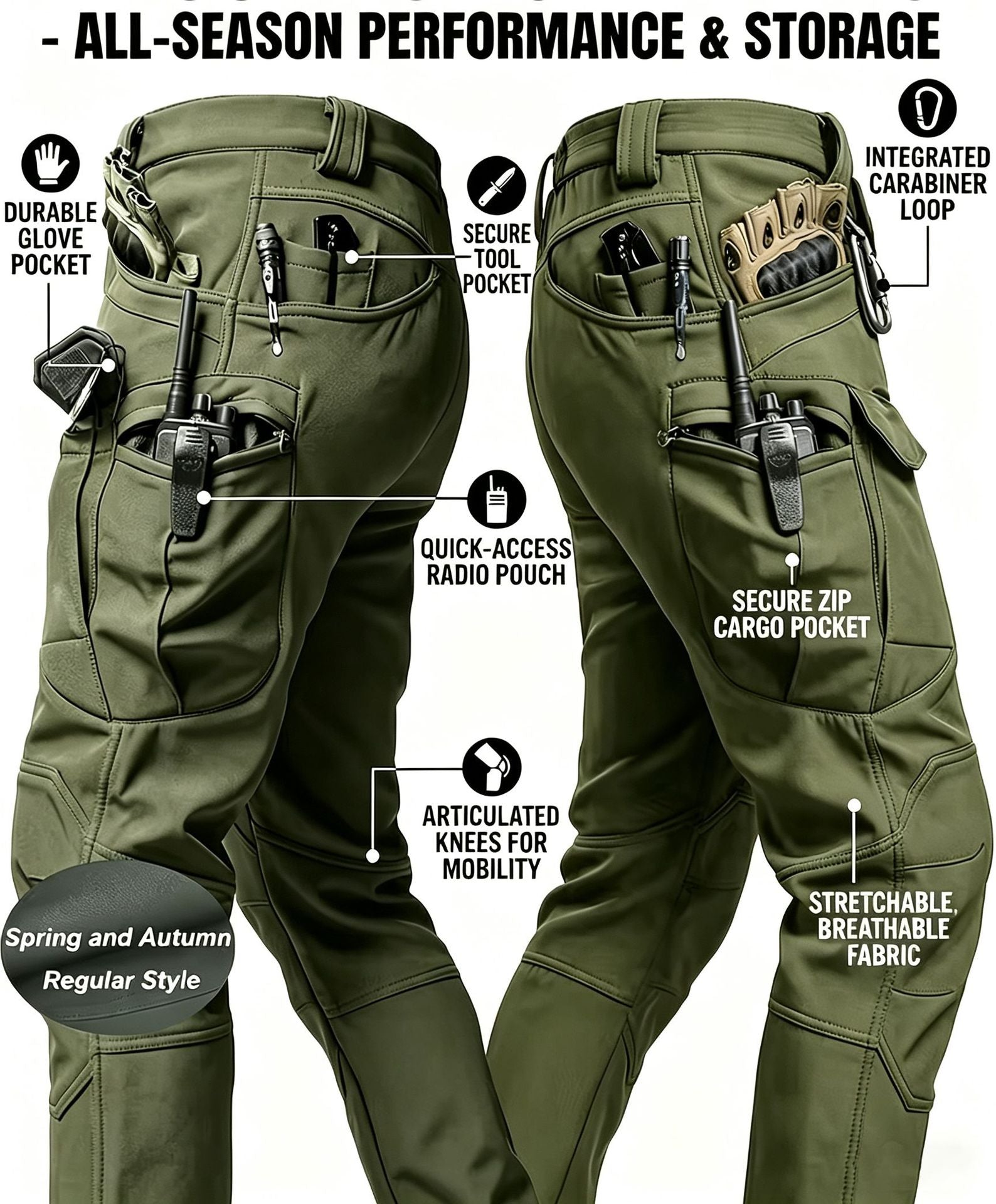 Pantalon de travail tactique résistant à l'usure extérieure pour hommes