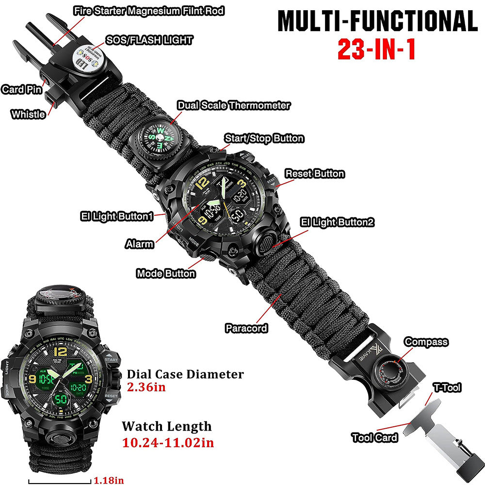 Montre tactique électronique double affichage étanche