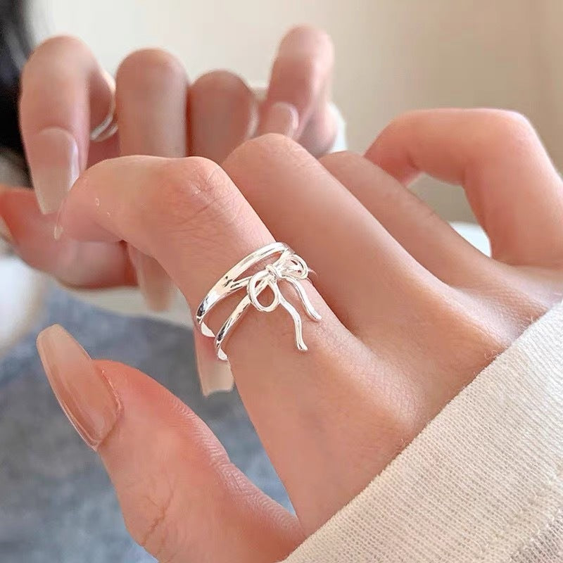 Maillard Pearl Bague Perlé Rope Élastique Femme Artistic Stacking Index Finger Ring High-E