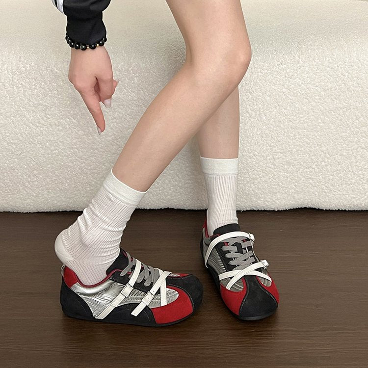 Femmes Retro Color Bloquer des formateurs de talons cachés