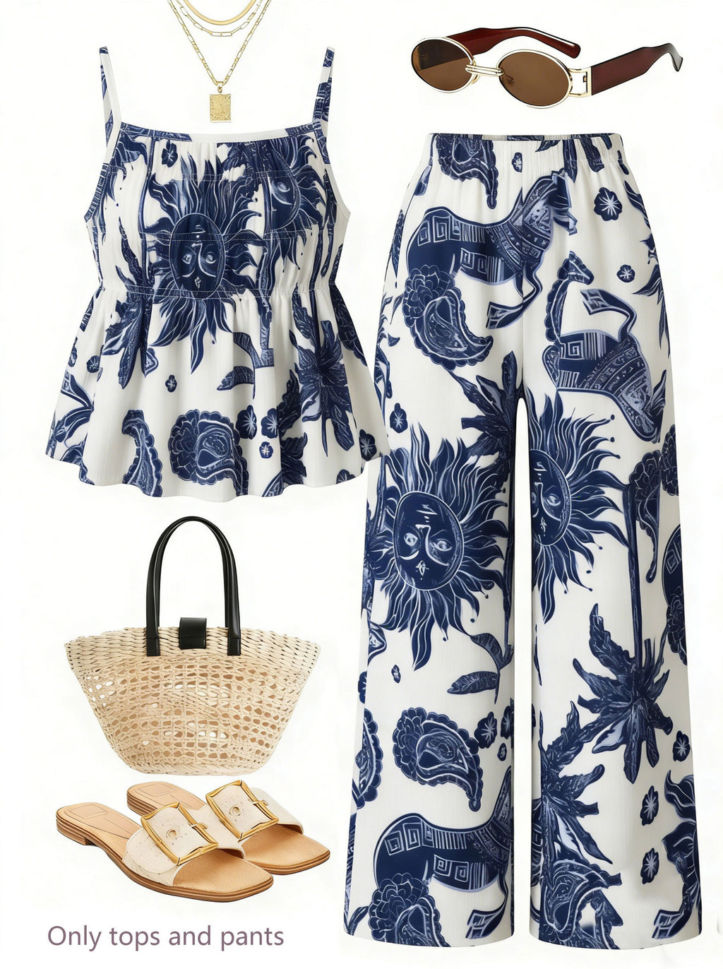 Ensemble de camisole et pantalons à large jambe à texture rusée