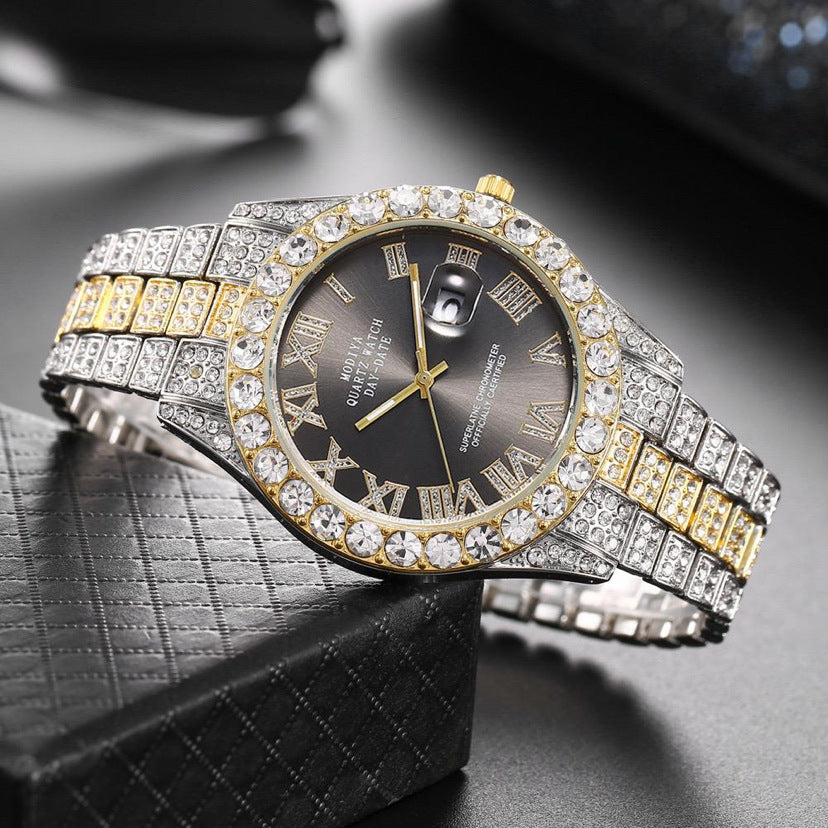 Montre Quartz à cadran numérique romain