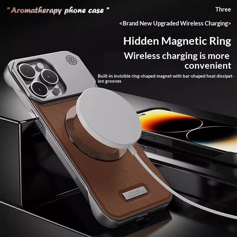 Boîtier de téléphone sans lunette métallique Aromathérapie magnétique