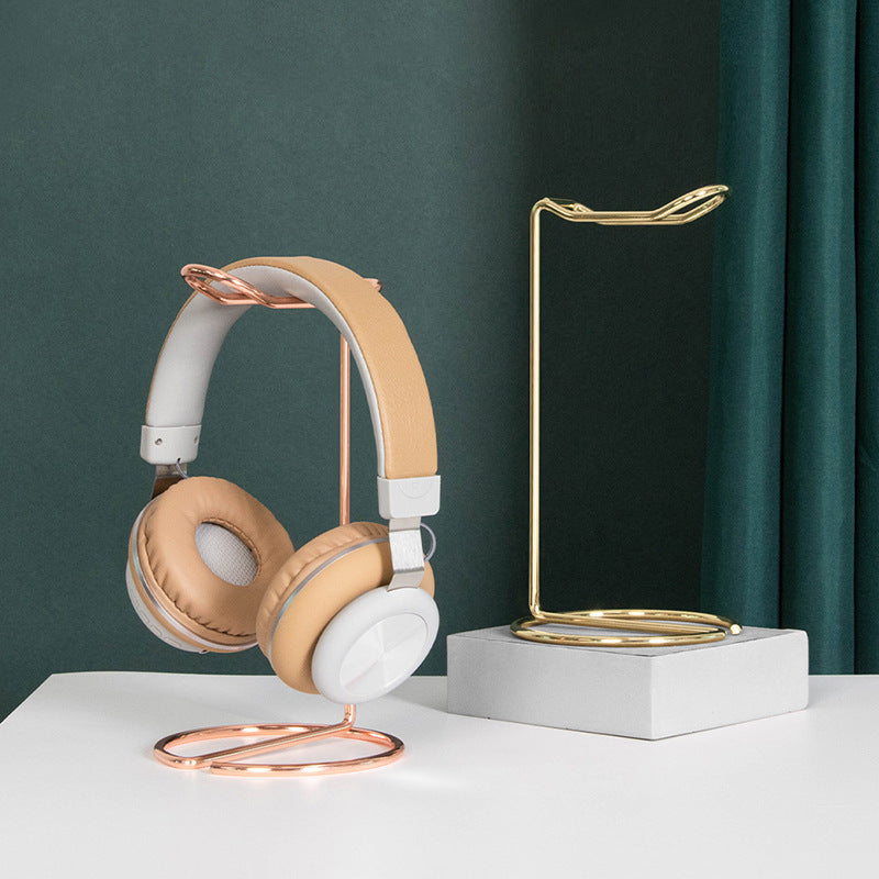 Support d'écouteur en métal de base pour ordinateur de bureau Rose Gold