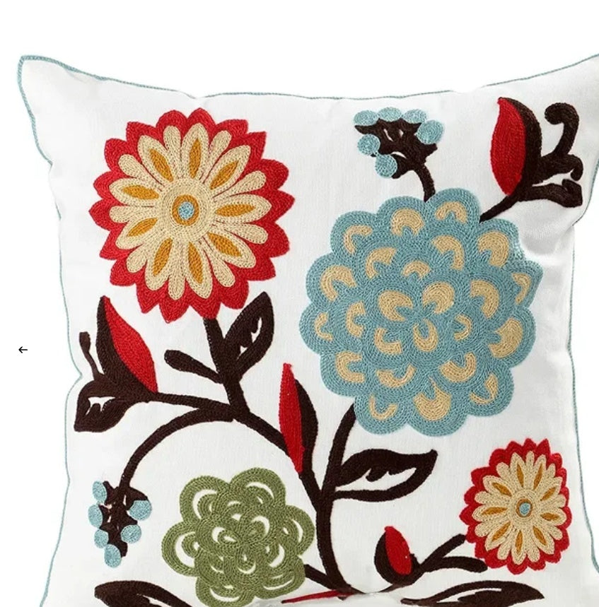 Étui d'oreiller décoratif avec couverture de broderie florale