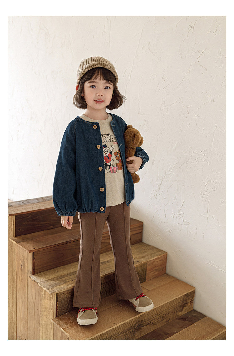 Filles Col rond Veste denim relâchée