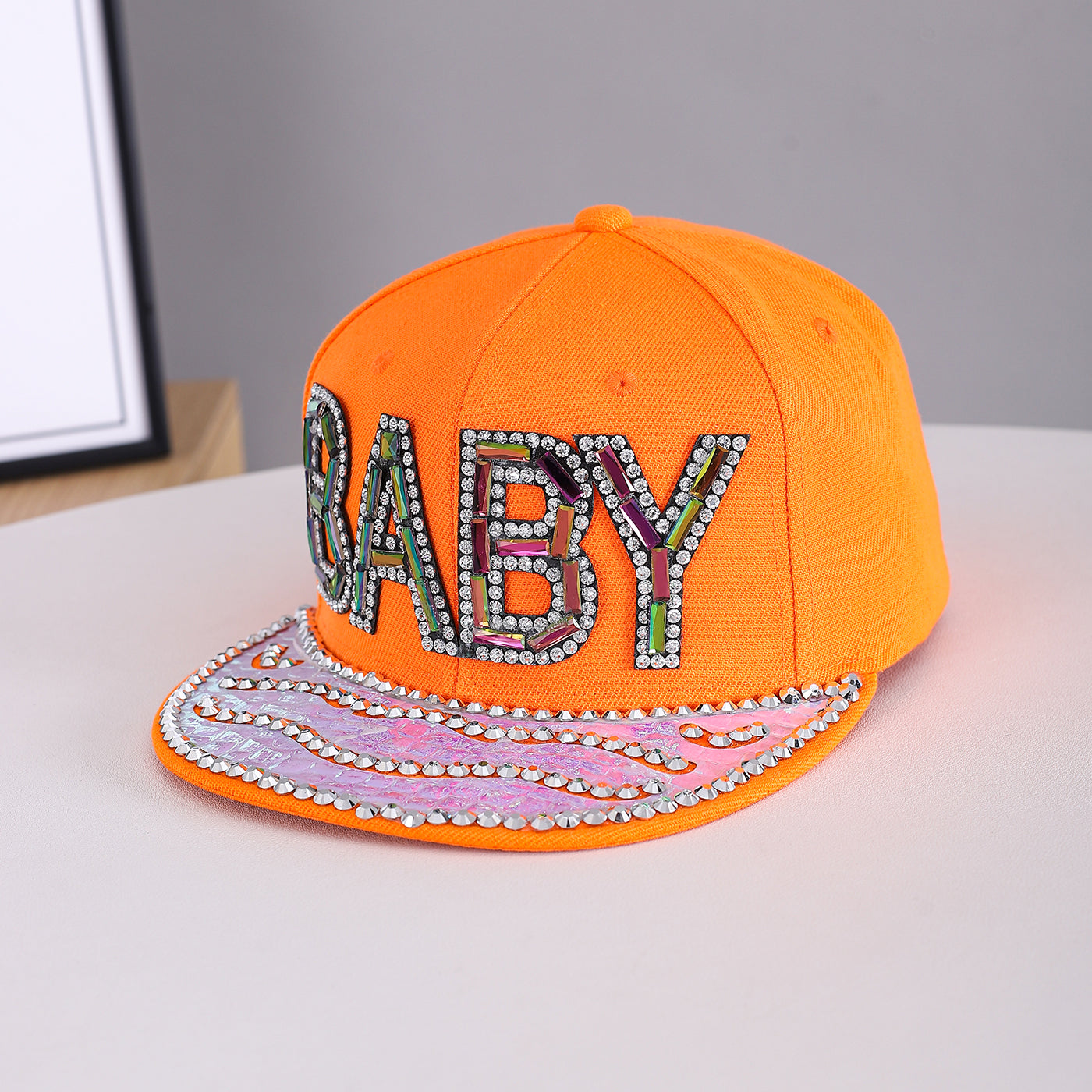 Men's and Women's Identique Colorful Diamond BABY Letter Stamping Diamond Brim Hat. Ce S