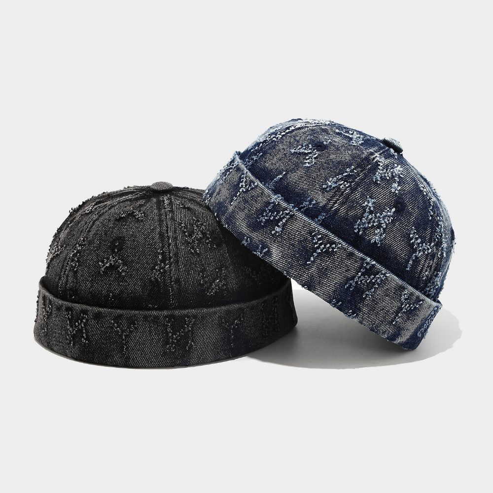 Été hommes et femmes Fringed Dark-patterned Lettered Soft-brim Ajustable tendance Fashi