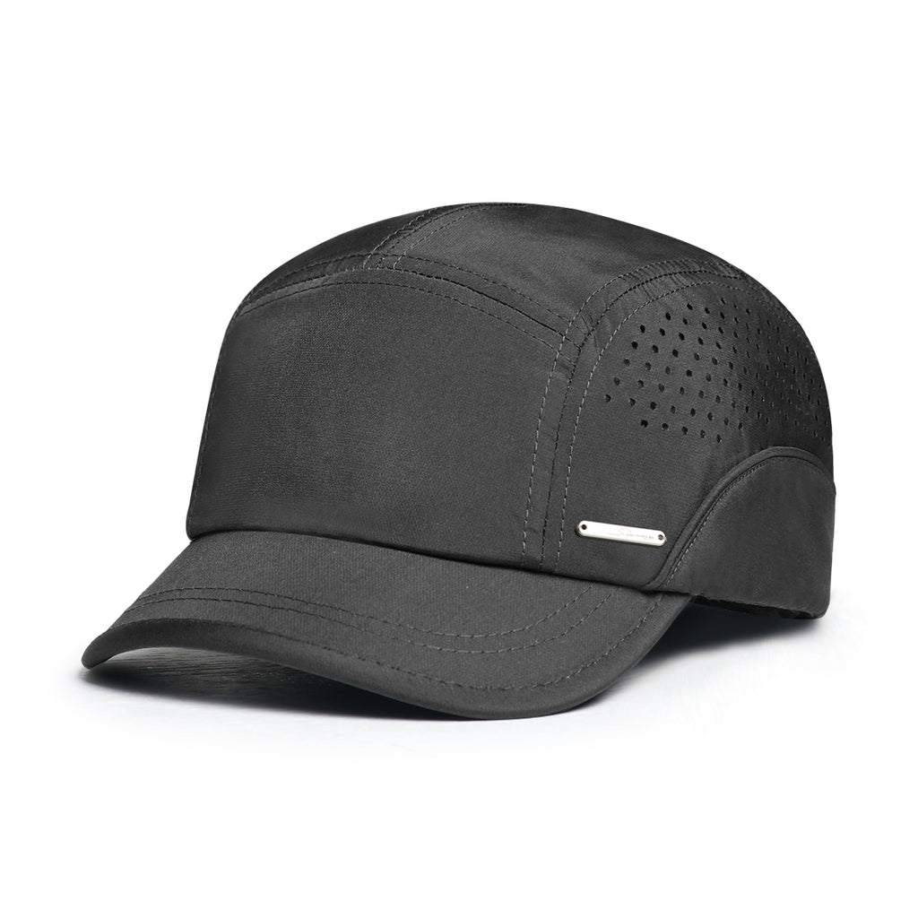 Cap de baseball respirant Mesh léger de printemps et d'été avec étiquette métallique latérale