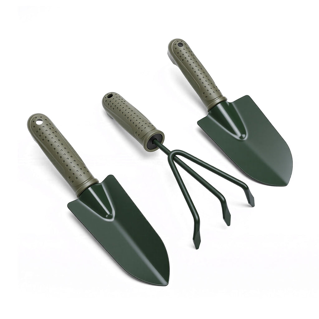 Ensemble d'outils de jardin poignée ergonomique large et étroit shovel 3 Râteau avec sac de rangement pour