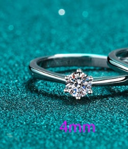 Moissanite 925 Anneau en argent sterling fille
