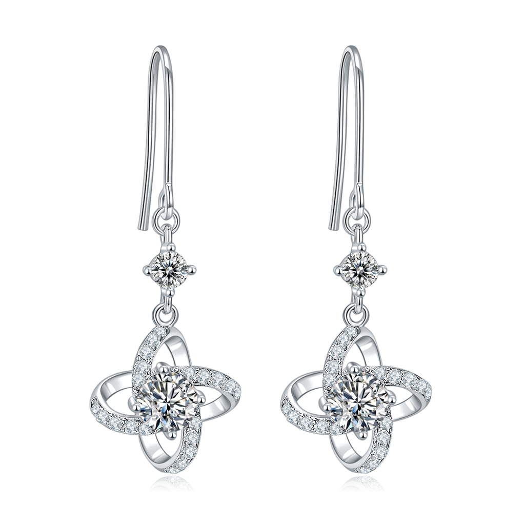 S925 Boucles d'oreilles à angle de trèfle en argent sterling