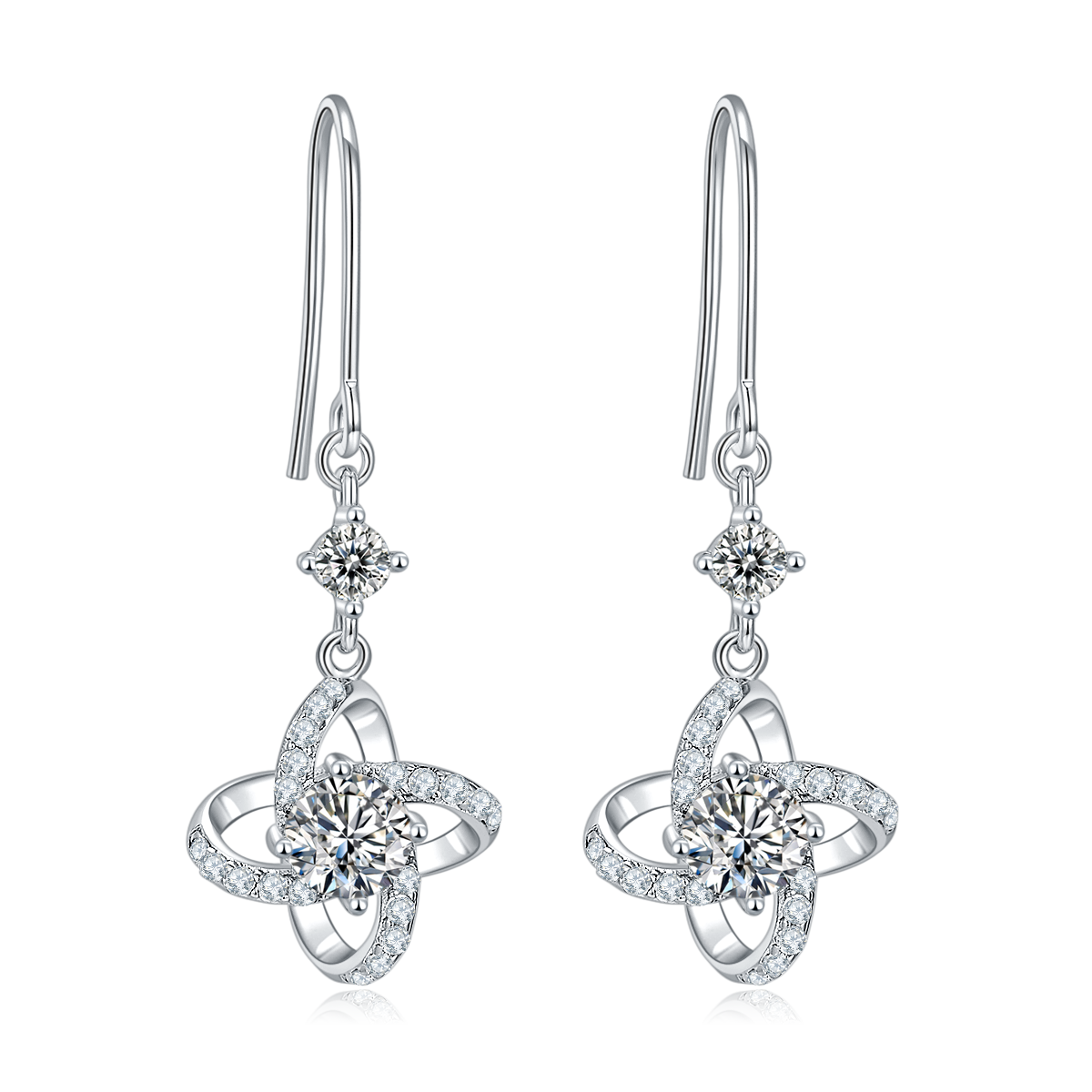 S925 Boucles d'oreilles à angle de trèfle en argent sterling