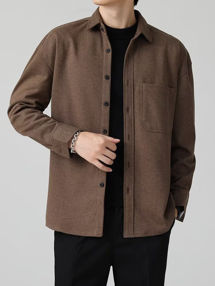 Élégante manches longues Slim-fit Casual Hommes chemise de couleur unie pour le printemps et l'été