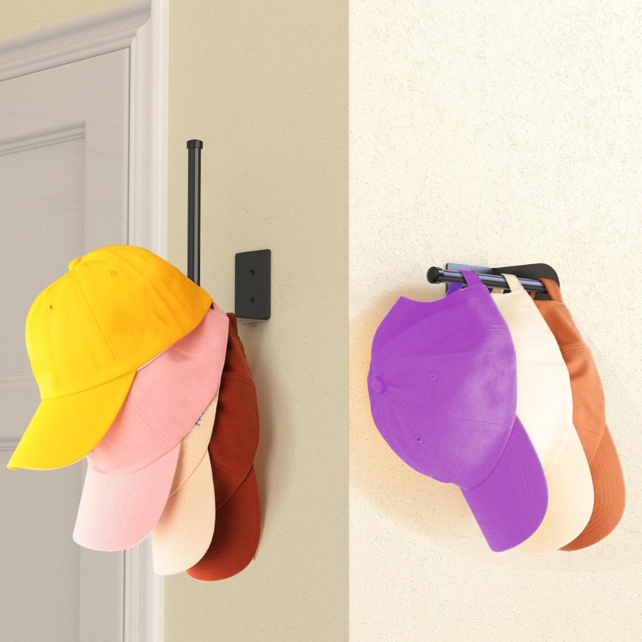 Rack mural en acier inoxydable 2-Pack & Casquette de baseball Organisateur noir