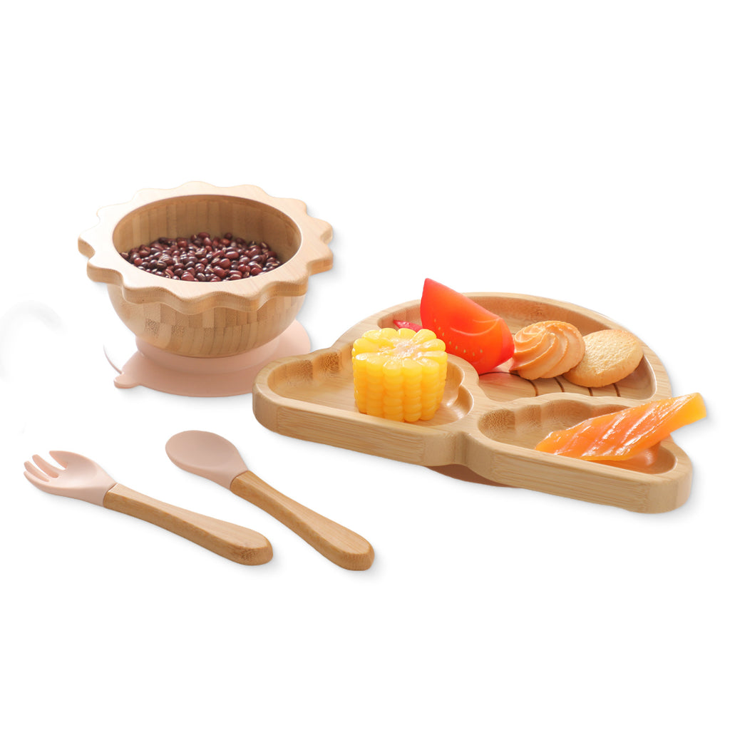 Style nordique Baby Bamboo Ensemble de vaisselle Spork combiné