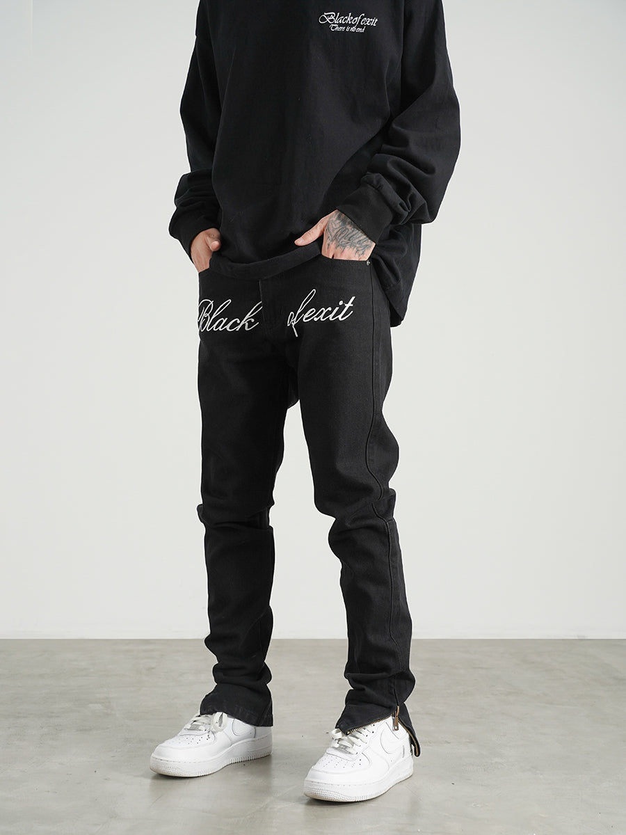 National Trendy Street Broderie rétro Jeans fente