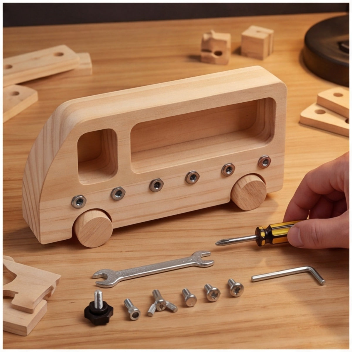 Kit d'artisanat de voiture en bois - Un projet d'artisanat comme cadeau de fête ou décoration de fête