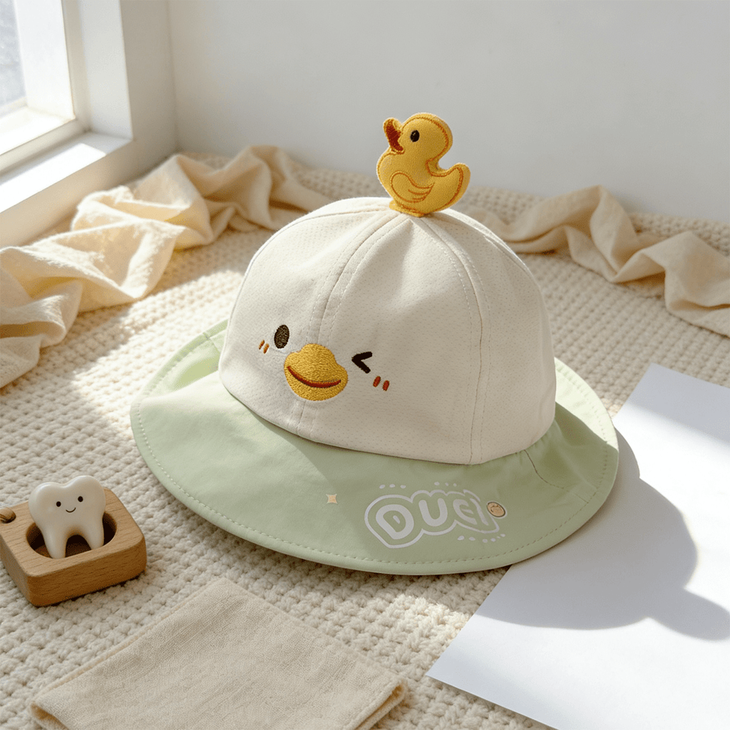 Style enfant Patchwork Tête de canard jaune avec visage de canard cartoon. Confortabl