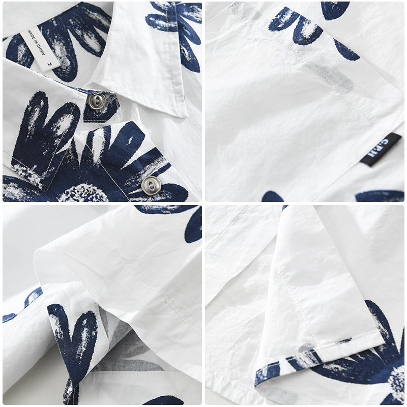 8286 Chemise à manches courtes imprimé japonais tendance
