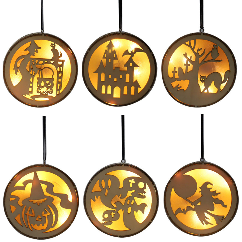 En bois Halloween ronde ordinateur Laser Hollow Witch Wizard citrouille Haunted House Chat noir
