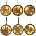 En bois Halloween ronde ordinateur Laser Hollow Witch Wizard citrouille Haunted House Chat noir