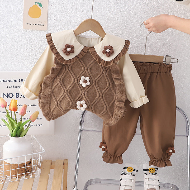 Ensemble de vêtements de printemps bébé fille Stylish Childrens Sweater Vest