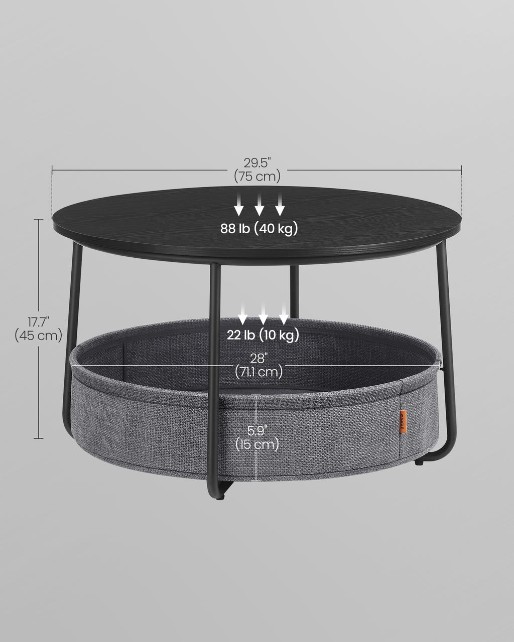 Table ronde VASAGLE avec rangement