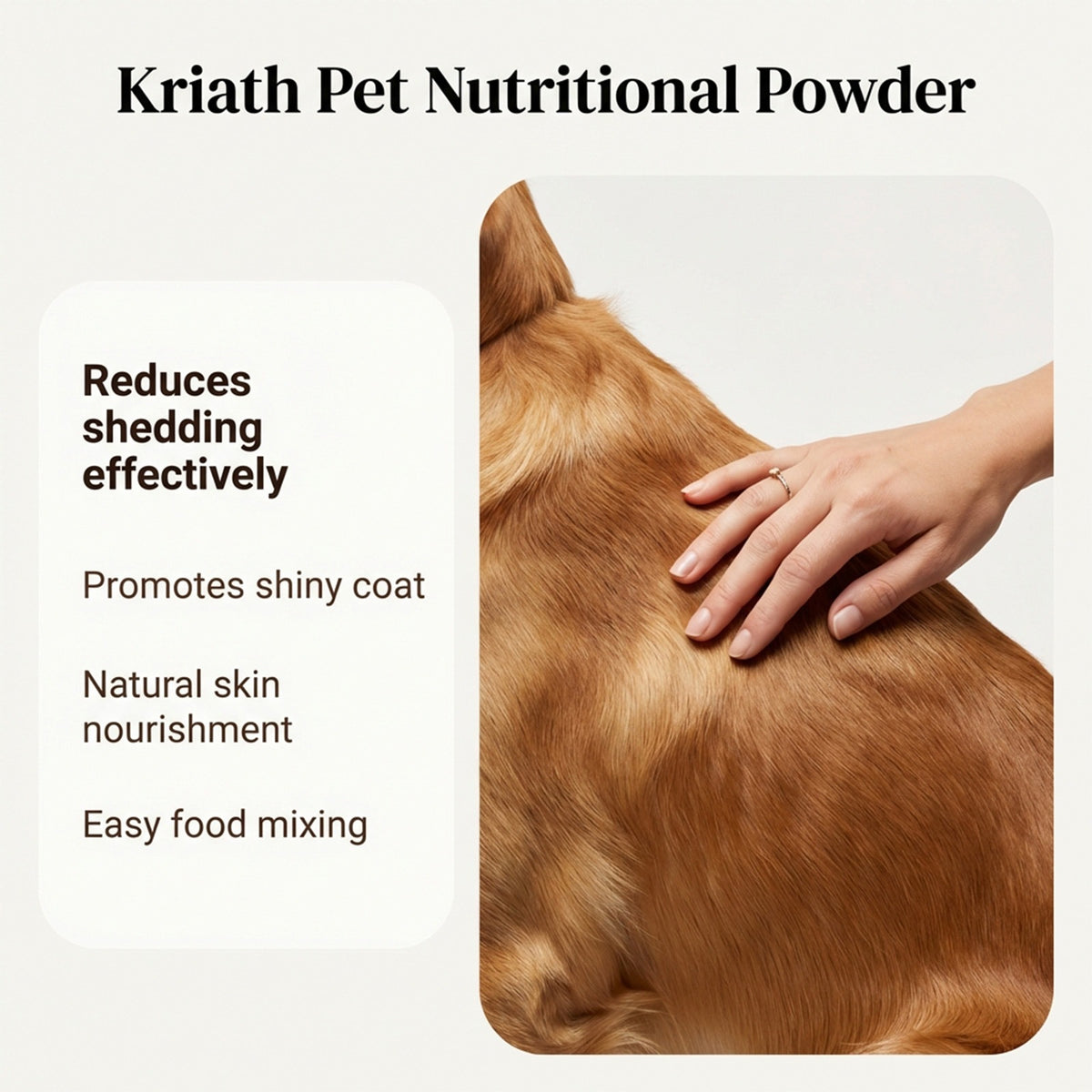 Kriath Pet Peau et soins capillaires Poudre nutritionnelle Poudre quotidienne de soins pour animal doux et brillant