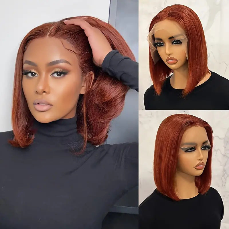 Short Bob Perruque devant Dentelle Amazon Bobhaircut Noir Court cheveux droits Perruque pleine tête