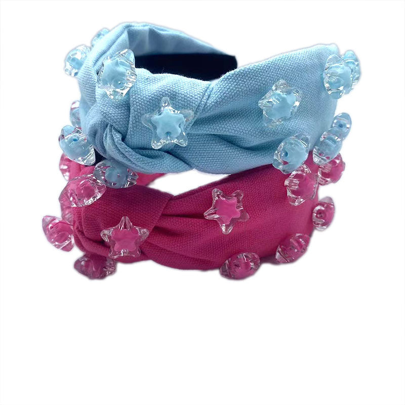 Mignon Hairware à la main étoilé à cinq pointes couleur solide tête de fête à large bord