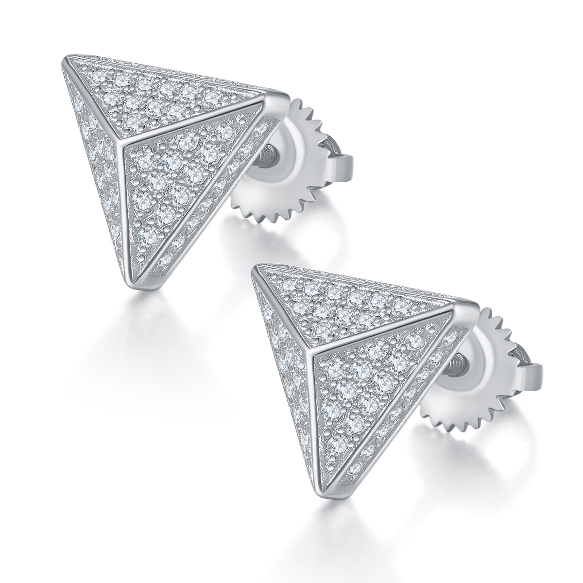 S925 Argent Sterling 114pcs D Couleur VVS1 Triangle de Moissanite Boucles d'oreilles Pyramide 3D