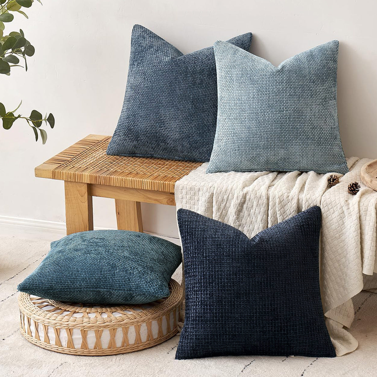 Plain Knitted Solid Color Soft Soap Bubble Pillow