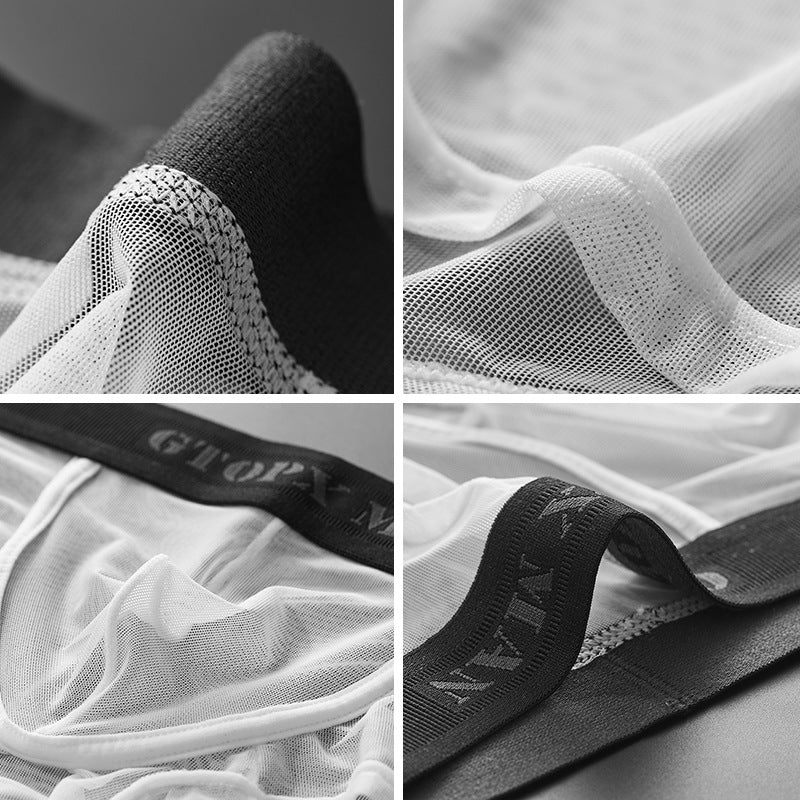 Personnalité Ice Silk U Convex Basse taille mince transparent Sexy Mesh Breathable Slips