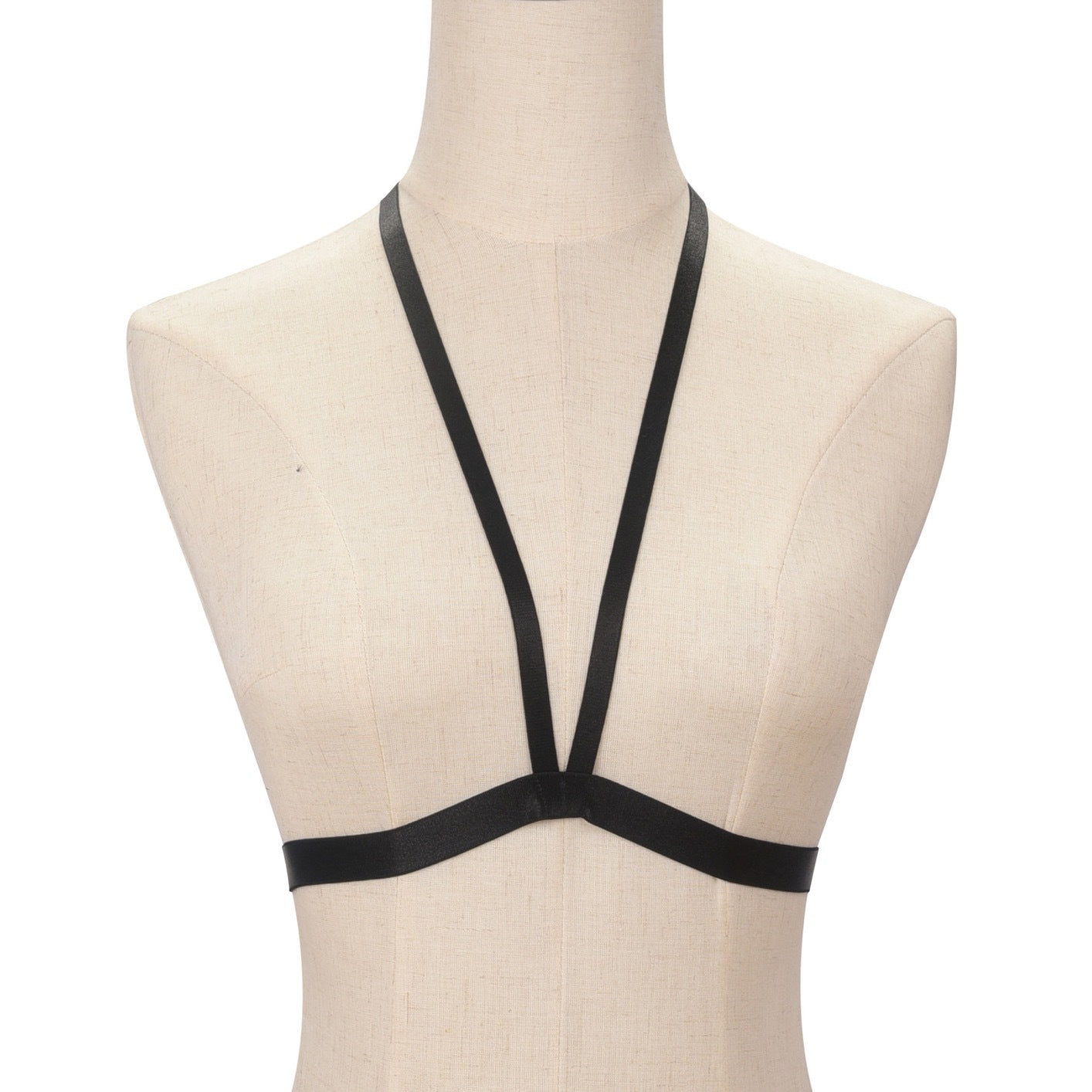 Femmes Noir Sexy Hollowed-Out Strappy Sous-vêtements Halter Chaîne du corps pour Outwear