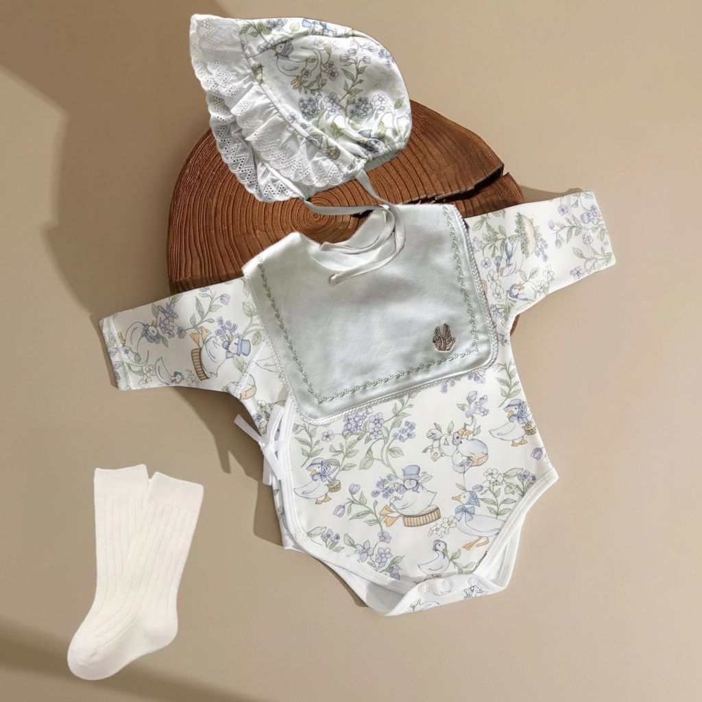 Romper à manches longues en coton pur quatre saisons pour bébés Et