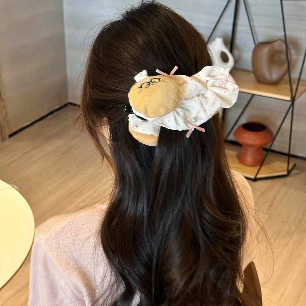 Mignon Polka-dot Petite tête de pince à cheveux ours