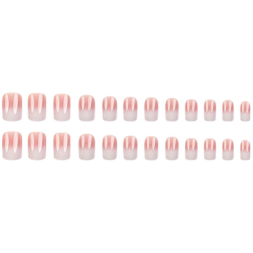 Art simple rose et blanc gradué à ongles amovibles