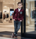 Garçon costume formel anniversaire Veste de fête Velvet Blazer vin rouge 3-7y Slim Fit