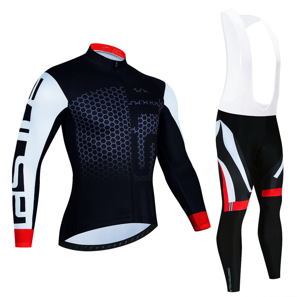 Haut de manches longues du Jersey d'équitation pour hommes et pantalons Wicking Suspender vélo respirant