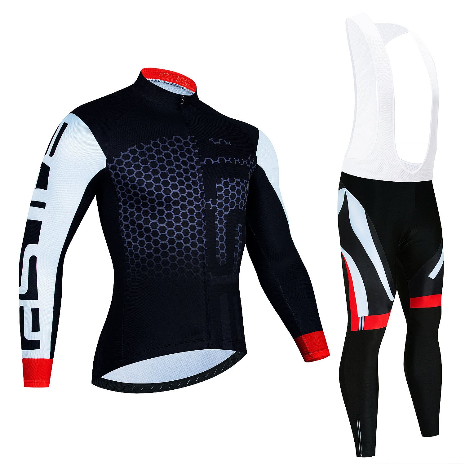 Haut de manches longues du Jersey d'équitation pour hommes et pantalons Wicking Suspender vélo respirant