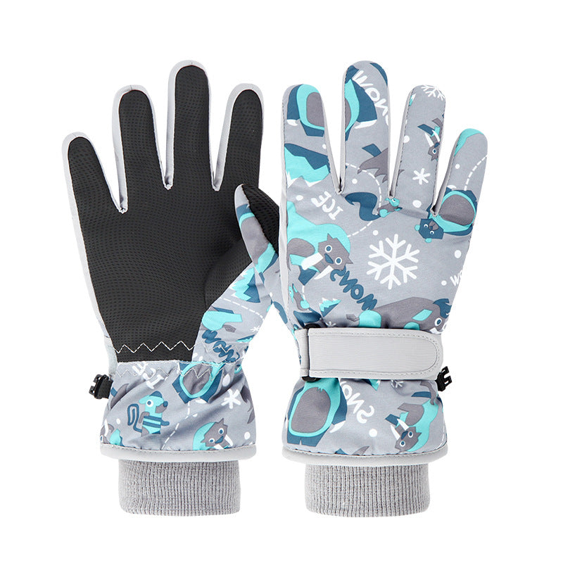 Gants de ski pour enfants avec polaire épais pour la chaleur