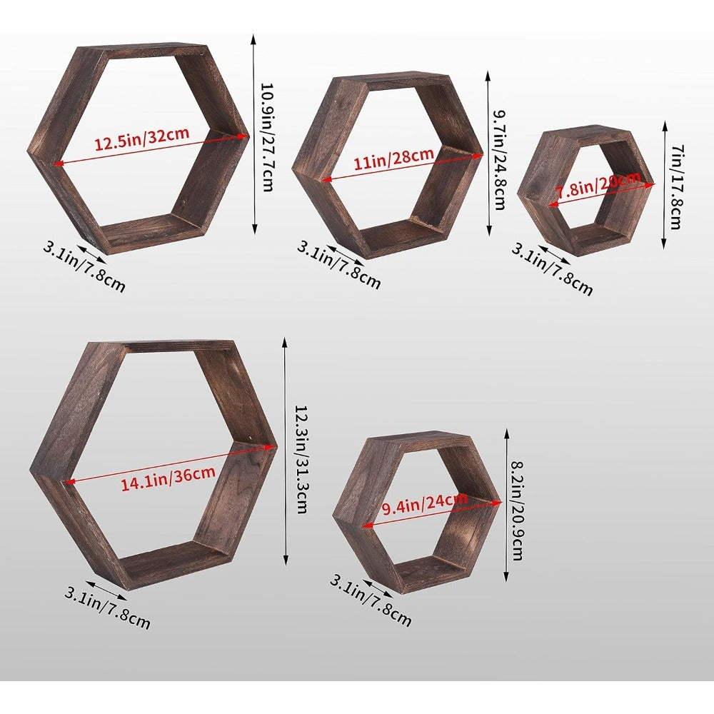 Ensemble de 5 étagères murales hexagonales