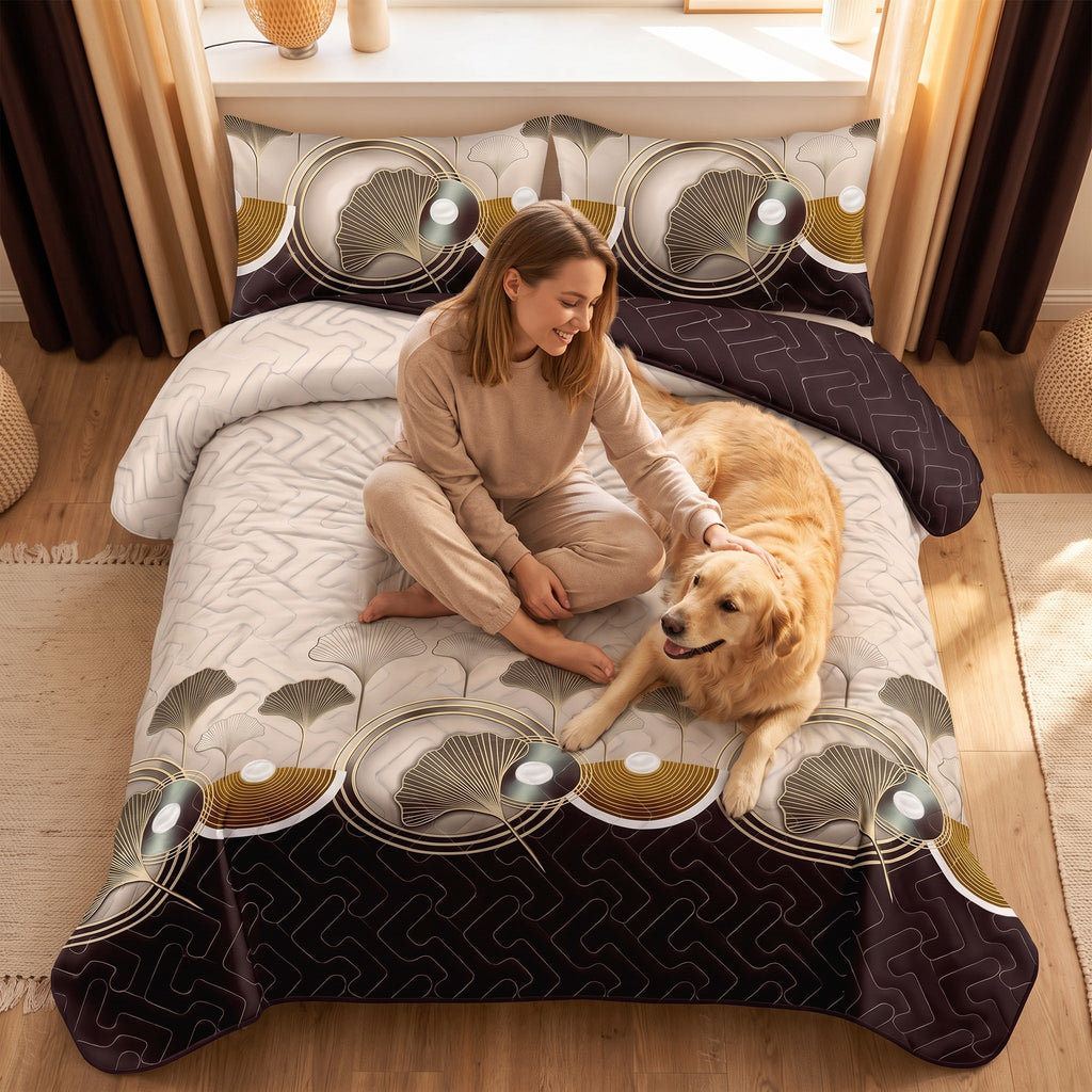 Couche de lit et rideau 9 piece brun et noir Lotus