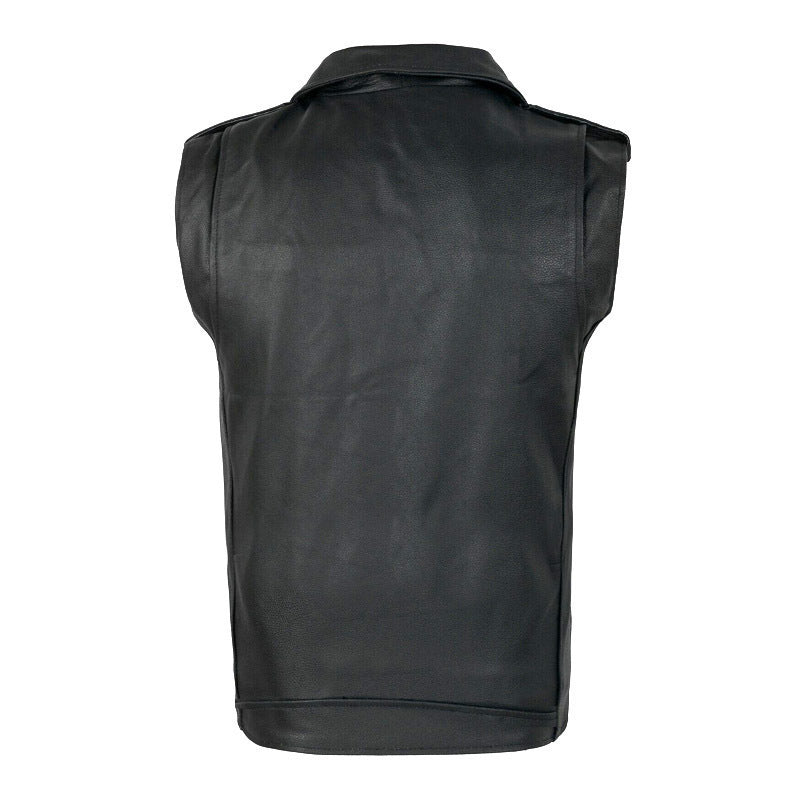 Veste de motard en cuir pour hommes PU