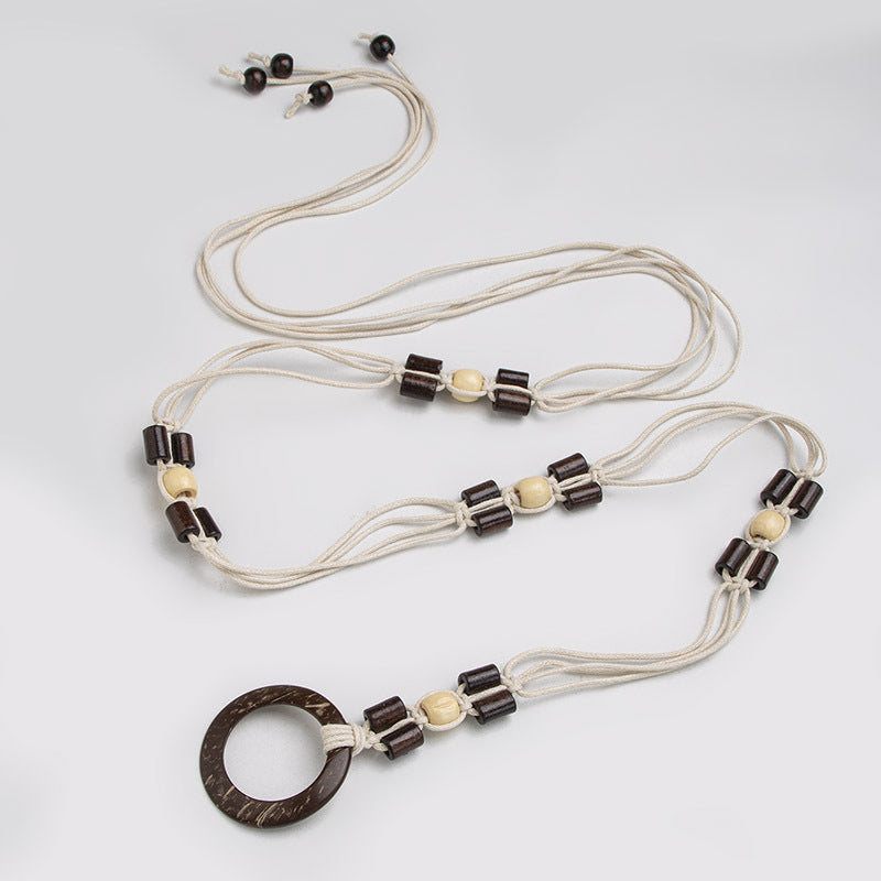Bohemian style fleur tissée style ethnique fait main perles en bois Ceinture de femmes Loisirs H